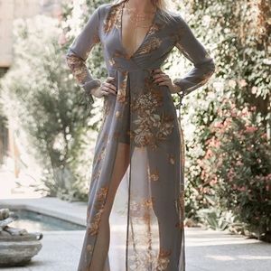 Fine and Dandelion Grey Floral Print Romper